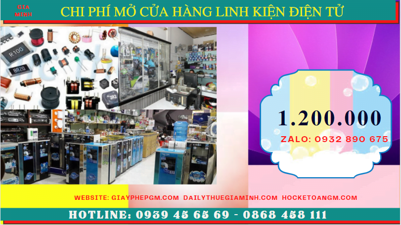 Thành lập cửa hàng kinh doanh bán linh kiện điện tử bao nhiêu tiền tại Vĩnh Long