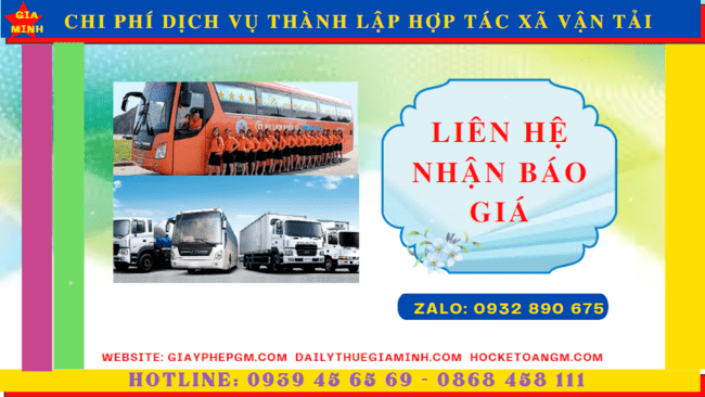 Dịch vụ thành lập hợp tác xã vận tải tại phú yên 5 Chi phí thành lập hợp tác xã vận tải tại Phú Yên