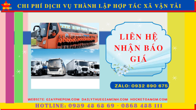 DỊCH VỤ THÀNH LẬP HỢP TÁC XÃ VẬN TẢI TẠI QUẢNG NGÃI 5 Chi phí thành lập hợp tác xã vận tải tại Quảng Ngãi
