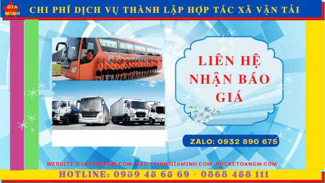 DỊCH VỤ THÀNH LẬP HỢP TÁC XÃ VẬN TẢI TẠI HÀ TĨNH 5 Chi phí thành lập hợp tác xã vận tải tại Hà Tĩnh