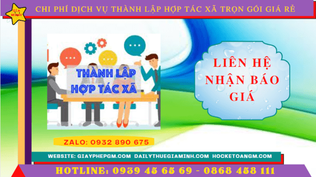 Dịch vụ thành lập hợp tác xã hà nam trọn gói giá rẻ 5 Chi phí dịch vụ thành lập hợp tác xã tại Hà Nam