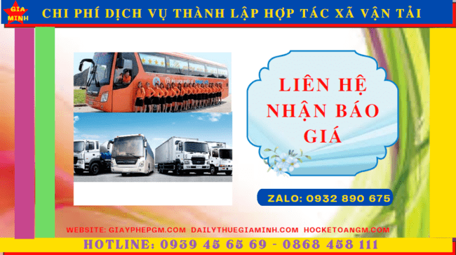 DỊCH VỤ THÀNH LẬP HỢP TÁC XÃ VẬN TẢI TẠI NGHỆ AN 5 Chi phí thành lập hợp tác xã vận tải tại Nghệ An
