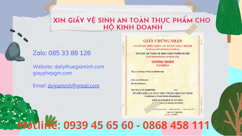 XIN GIẤY VỆ SINH AN TOÀN THỰC PHẨM CHO HỘ KINH DOANH TẠI VĨNH PHÚC 6 Dịch vụ xin giấy chứng nhận vệ sinh an toàn thực phẩm cho hộ kinh doanh tại Vĩnh Phúc
