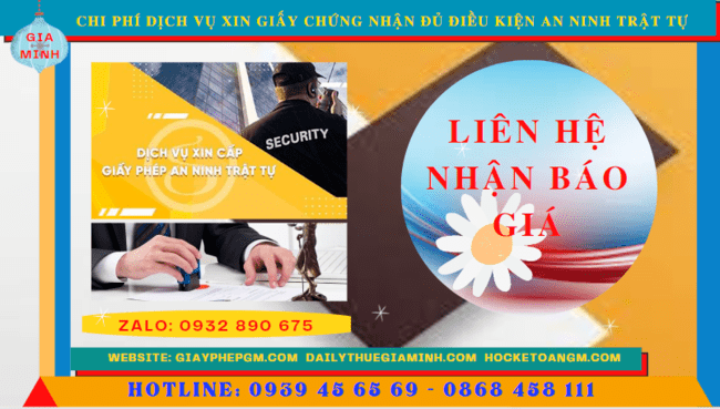 DỊCH VỤ XIN GIẤY CHỨNG NHẬN ĐỦ ĐIỀU KIỆN AN NINH TRẬT TỰ TẠI THÀNH PHỐ ĐÀ NẴNG 5 Chi phí xin giấy phép an ninh trật tự nhanh gọn tại thành phố Đà Nẵng
