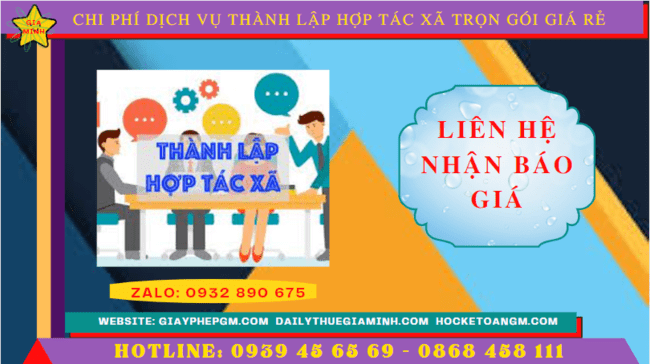 Dịch vụ thành lập hợp tác xã vĩnh phúc trọn gói giá rẻ 5 Chi phí dịch vụ thành lập hợp tác xã tại Vĩnh Phúc