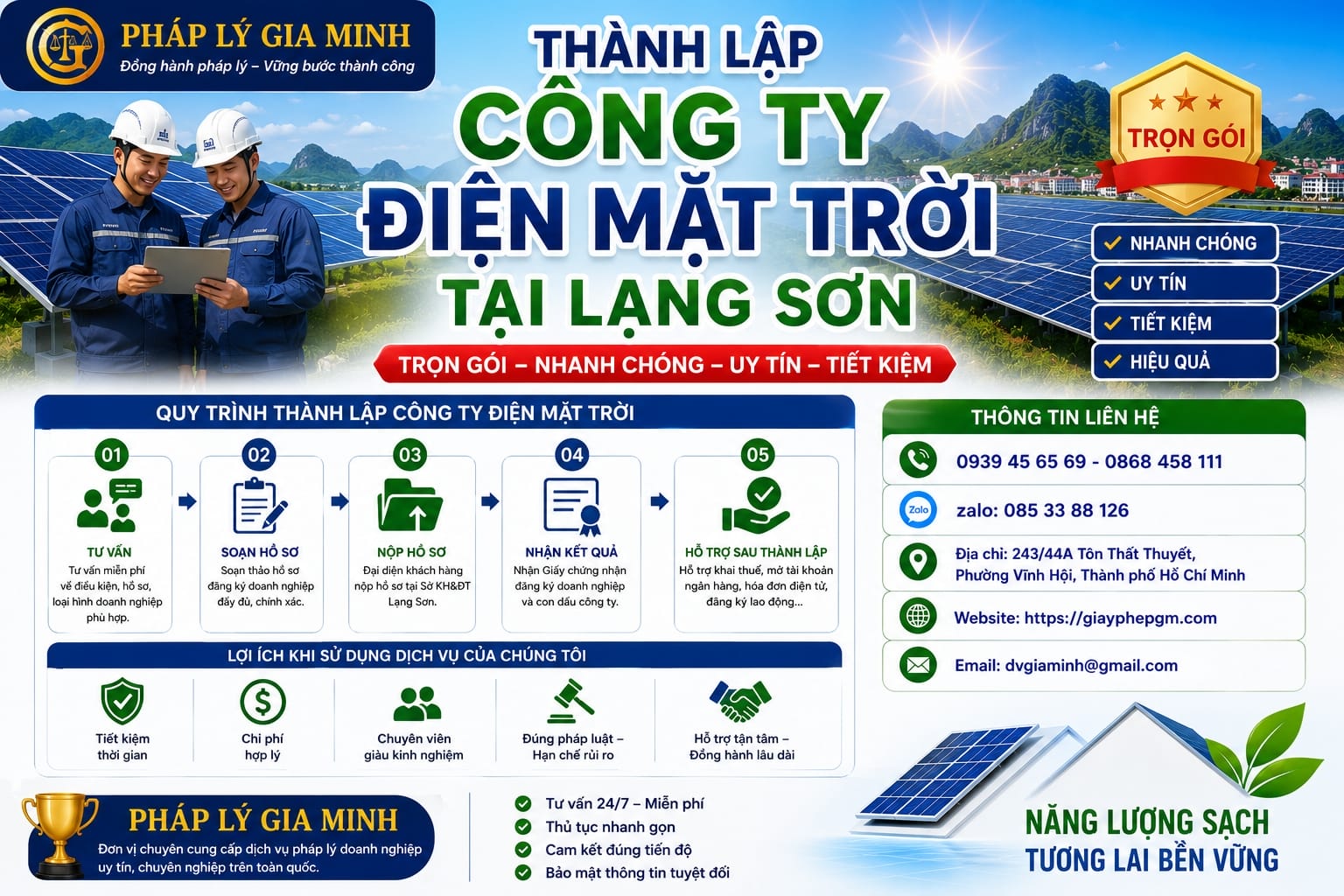 Thành lập công ty điện mặt trời tại Lạng Sơn – Đầu tư năng lượng sạch bền vững 8 Thành lập công ty điện mặt trời tại Lạng Sơn trọn gói