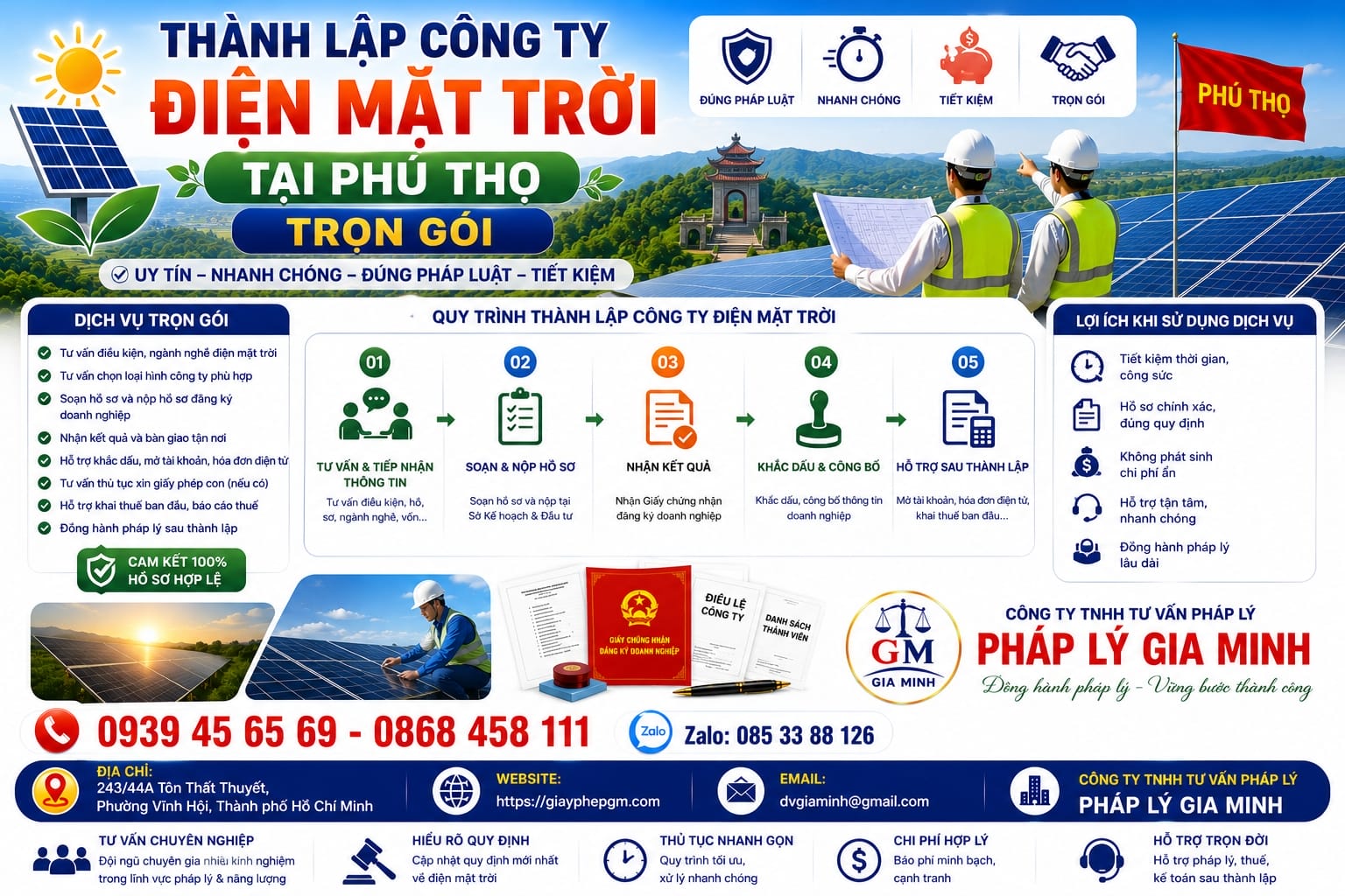Thành lập công ty điện mặt trời tại Phú Thọ – Điều kiện, thủ tục, kinh nghiệm thực tế và tư vấn chuyên gia 7 Thành lập công ty điện mặt trời tại Phú Thọ trọn gói