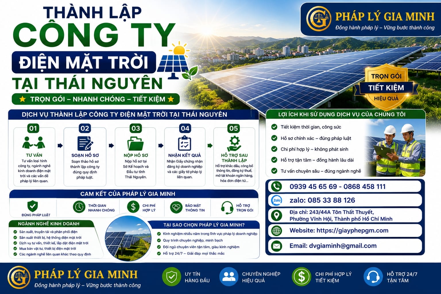 Thành lập công ty điện mặt trời tại Thái Nguyên trọn gói