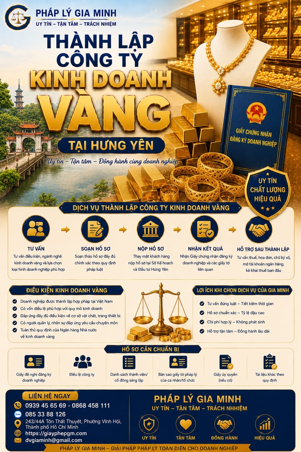 Thành lập công ty kinh doanh vàng tại Hưng Yên