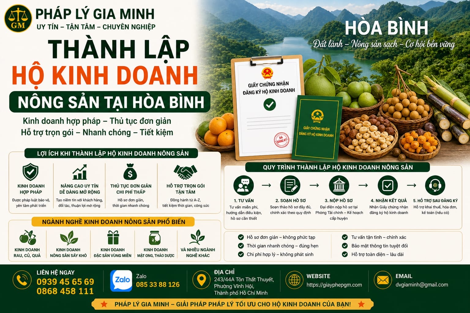 Thành lập hộ kinh doanh nông sản tại Hòa Bình