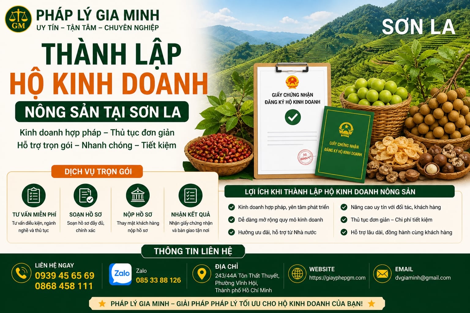 Thành lập hộ kinh doanh nông sản tại Sơn La