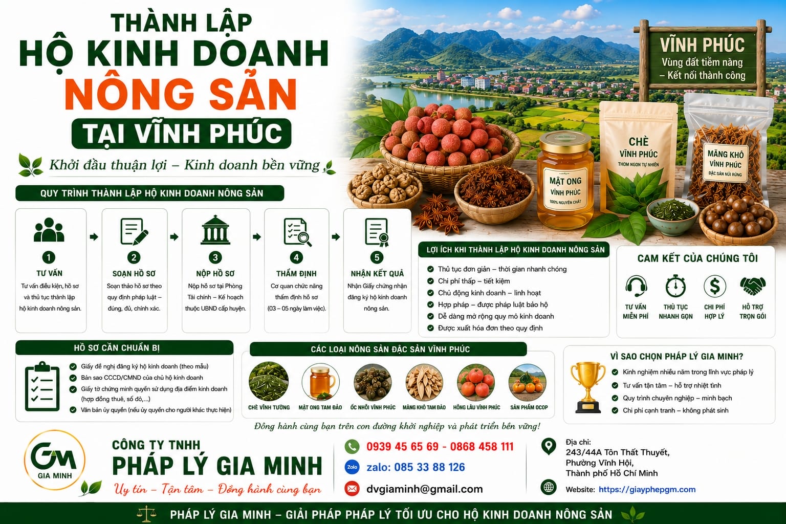 Thành lập hộ kinh doanh nông sản tại Vĩnh Phúc