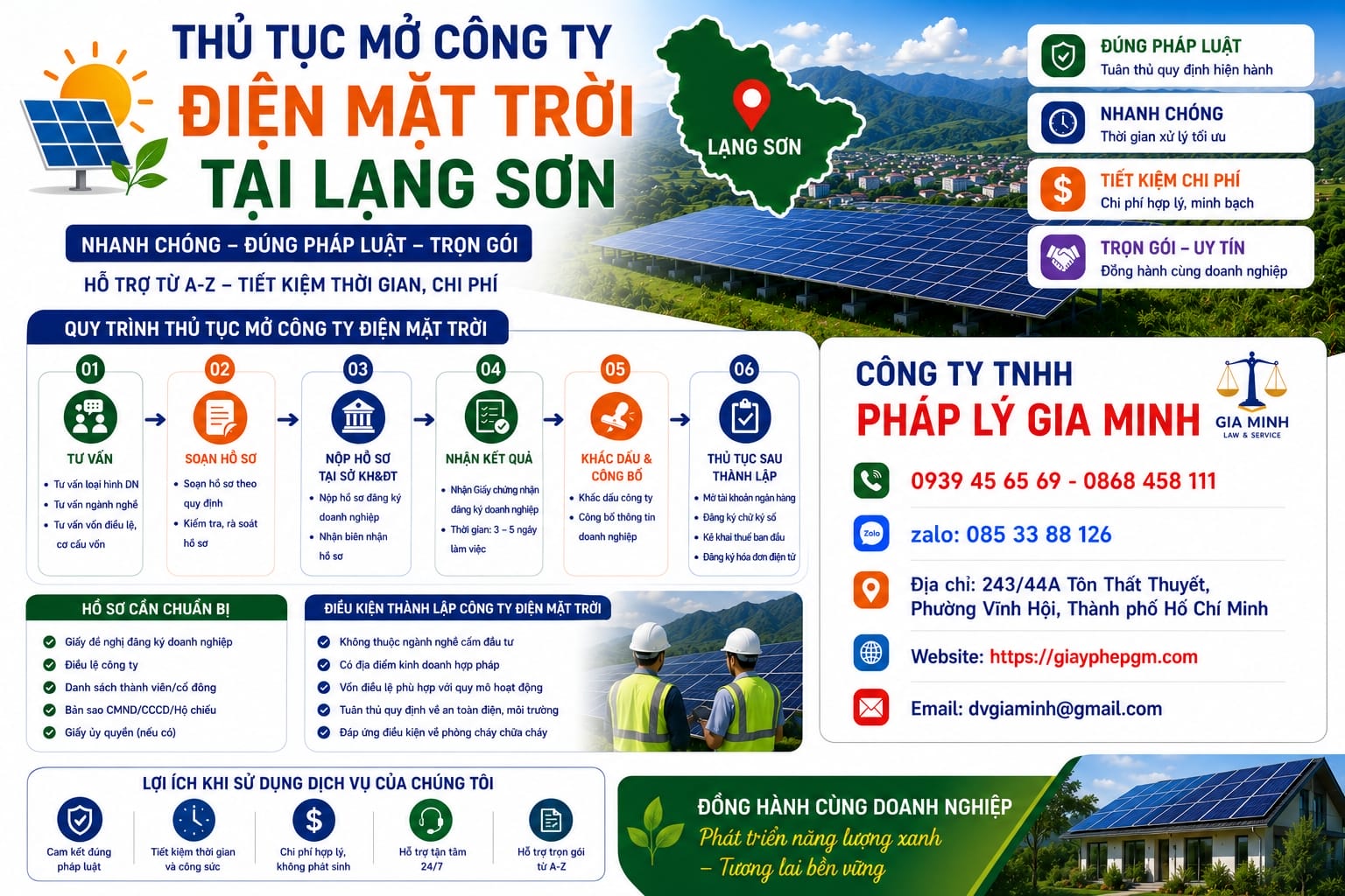 Thành lập công ty điện mặt trời tại Lạng Sơn – Đầu tư năng lượng sạch bền vững 9 Thủ tục mở công ty điện mặt trời tại Lạng Sơn