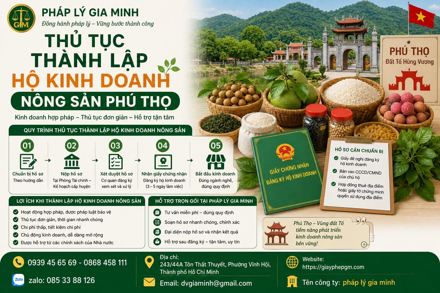Thủ tục thành lập hộ kinh doanh nông sản Phú Thọ