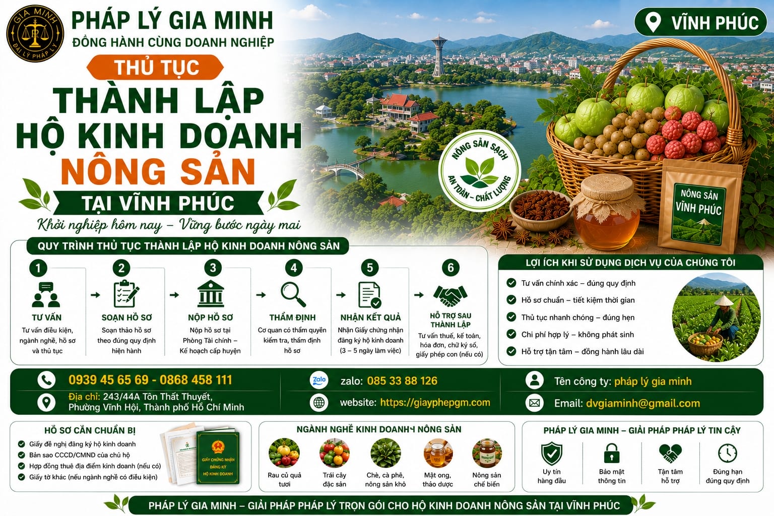 Thủ tục thành lập hộ kinh doanh nông sản Vĩnh Phúc