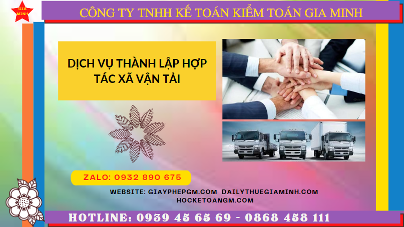 Dịch vụ thành lập hợp tác xã vận tải tại hòa bình 6 Dịch vụ thành lập hợp tác xã vận tải tại Hòa Bình