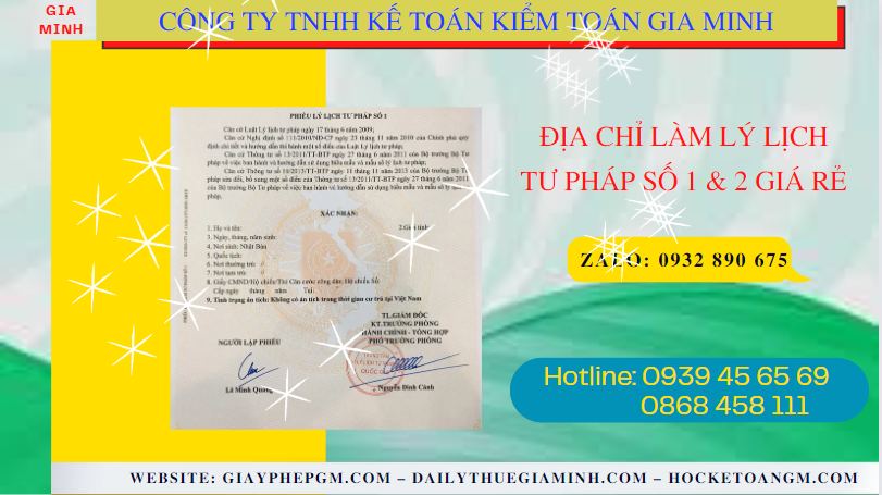 Dịch vụ làm lý lịch tư pháp số 1 & 2 giá rẻ tại Quảng Bình