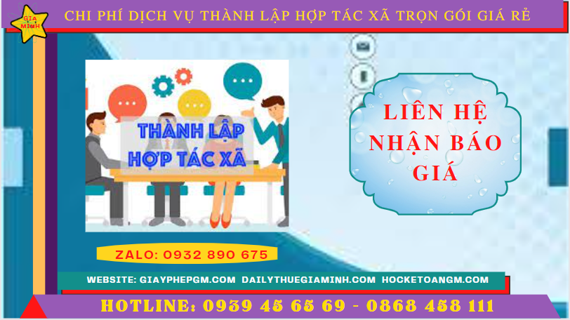 Dịch vụ thành lập hợp tác xã bắc kạn trọn gói giá rẻ 5 Chi phí dịch vụ thành lập hợp tác xã tại Bắc Kạn
