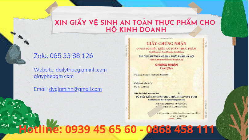 XIN GIẤY VỆ SINH AN TOÀN THỰC PHẨM CHO HỘ KINH DOANH TẠI BẮC GIANG 6 Dịch vụ xin giấy chứng nhận vệ sinh an toàn thực phẩm cho hộ kinh doanh tại Bắc Giang