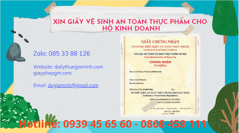 XIN GIẤY VỆ SINH AN TOÀN THỰC PHẨM CHO HỘ KINH DOANH TẠI VĨNH LONG 6 Dịch vụ xin giấy chứng nhận vệ sinh an toàn thực phẩm cho hộ kinh doanh tại Vĩnh Long