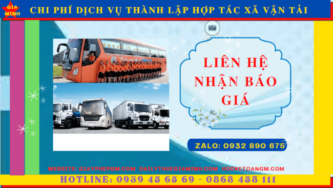 DỊCH VỤ THÀNH LẬP HỢP TÁC XÃ VẬN TẢI TẠI THANH HÓA 5 Chi phí thành lập hợp tác xã vận tải tại Thanh Hóa