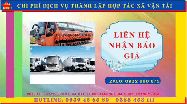 DỊCH VỤ THÀNH LẬP HỢP TÁC XÃ VẬN TẢI TẠI NAM ĐỊNH 5 Chi phí thành lập hợp tác xã vận tải tại Nam Định