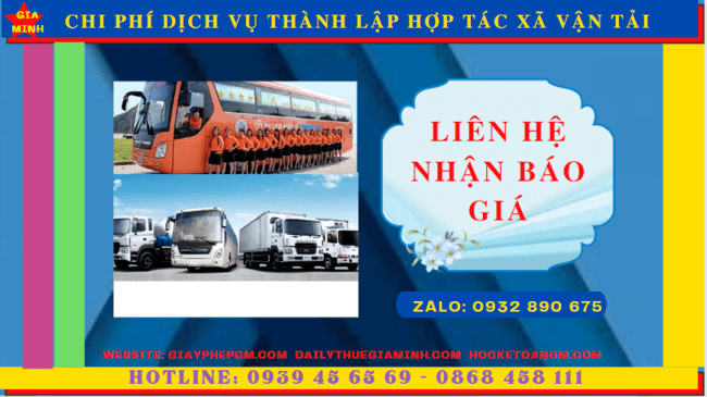 Dịch vụ thành lập hợp tác xã vận tải tại vĩnh phúc 5 Chi phí thành lập hợp tác xã vận tải tại Vĩnh Phúc