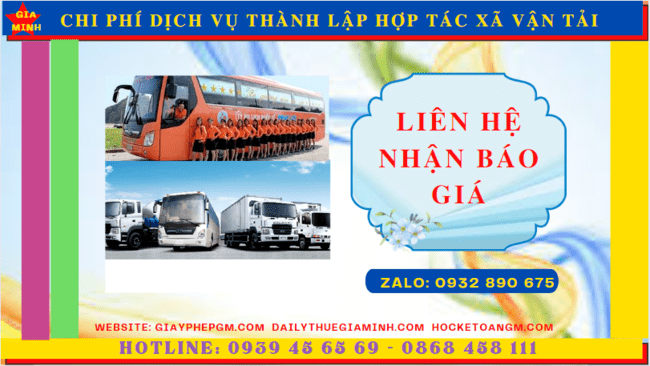 DỊCH VỤ THÀNH LẬP HỢP TÁC XÃ VẬN TẢI TẠI BẮC GIANG 5 Chi phí thành lập hợp tác xã vận tải tại Bắc Giang