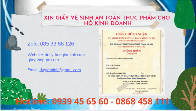 XIN GIẤY VỆ SINH AN TOÀN THỰC PHẨM CHO HỘ KINH DOANH TẠI THỪA THIÊN HUẾ 6 Dịch vụ xin giấy chứng nhận vệ sinh an toàn thực phẩm cho hộ kinh doanh tại Thừa Thiên Huế
