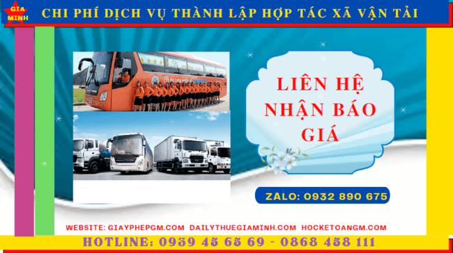 DỊCH VỤ THÀNH LẬP HỢP TÁC XÃ VẬN TẢI TẠI THÁI NGUYÊN 5 Chi phí thành lập hợp tác xã vận tải tại Thái Nguyên