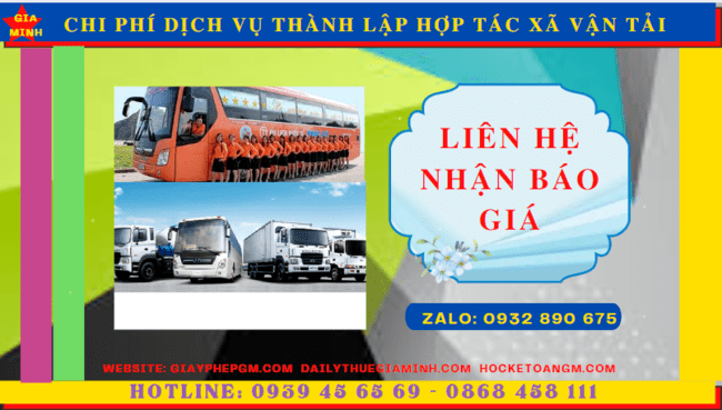 Dịch vụ thành lập hợp tác xã vận tải tại tuyên quang 5 Chi phí thành lập hợp tác xã vận tải tại Tuyên Quang