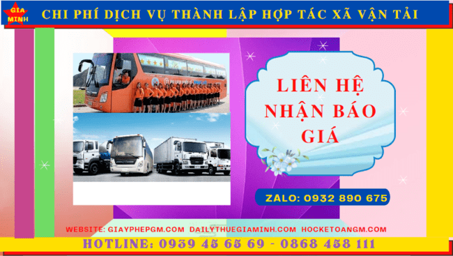Dịch vụ thành lập hợp tác xã vận tải tại hòa bình 5 Chi phí thành lập hợp tác xã vận tải tại Hòa Bình