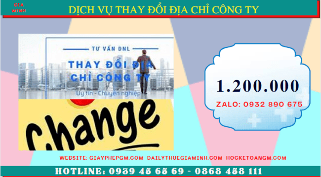 Dịch vụ thay đổi địa chỉ công ty tại thành phố hưng yên chỉ 1.200.000 đ 5 Chi phí dịch vụ thay đổi địa chỉ công ty tại Thành Phố Hưng Yên chỉ 1.200.000 Đ