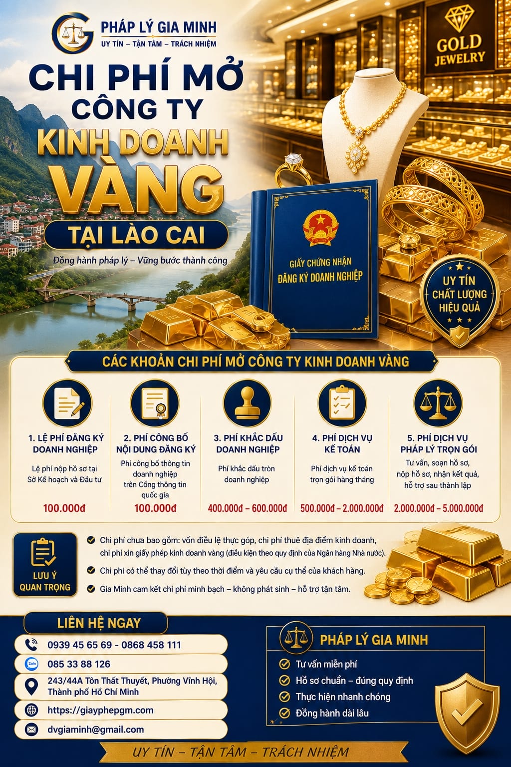 Thành Lập Công Ty Kinh Doanh Vàng Tại Lào Cai – Điều Kiện, Hồ Sơ Và Kinh Nghiệm Thực Tế Mới Nhất 15 Chi phí mở công ty kinh doanh vàng Lào Cai
