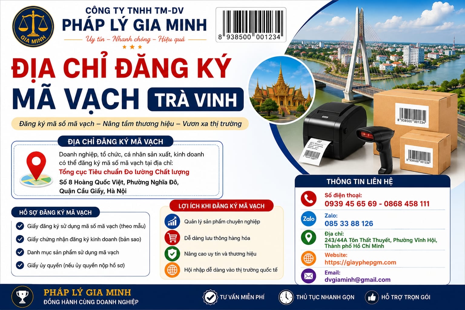 Địa chỉ đăng ký mã vạch tại Trà Vinh