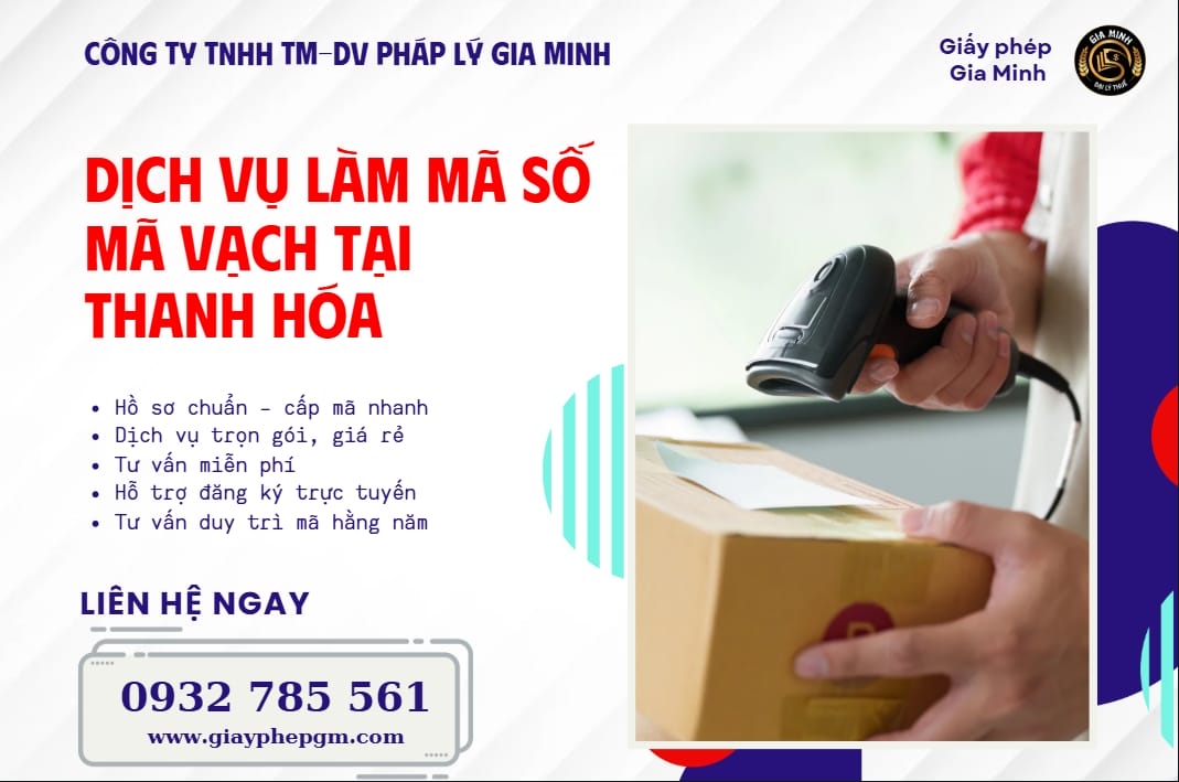 Dịch vụ làm mã số mã vạch tại Thanh Hóa 12 Dịch vụ đăng ký mã số mã vạch tại Thanh Hóa