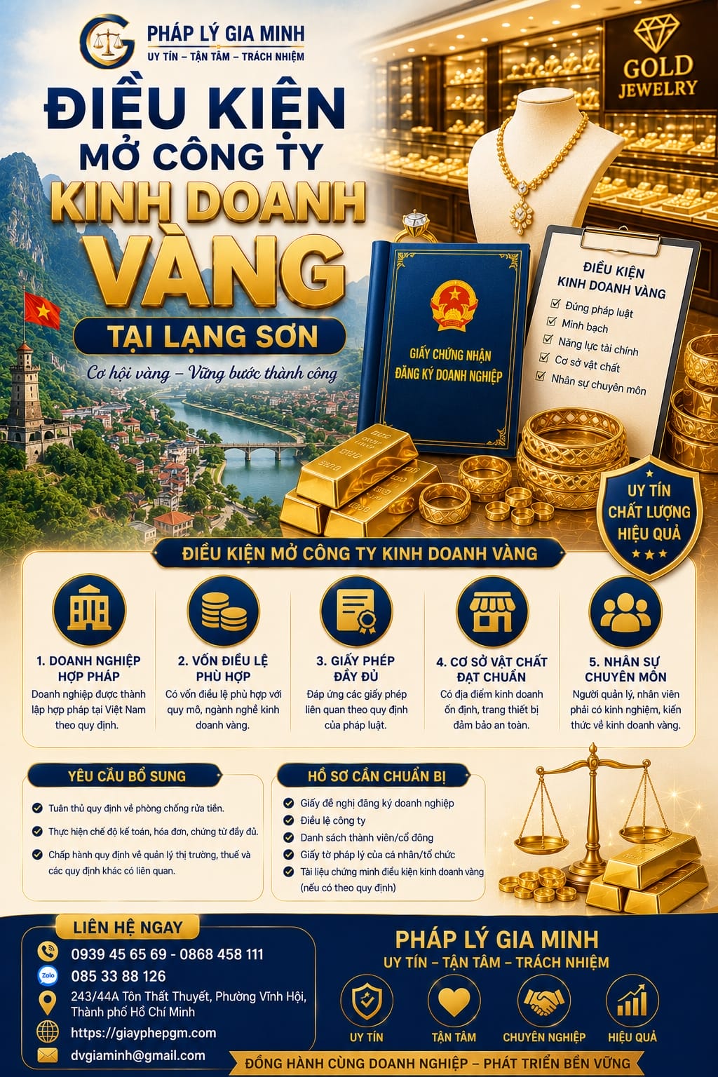 Thành lập công ty kinh doanh vàng tại Lạng Sơn – Điều kiện, thủ tục và kinh nghiệm thực tế từ chuyên gia 11 Điều kiện mở công ty kinh doanh vàng Lạng Sơn