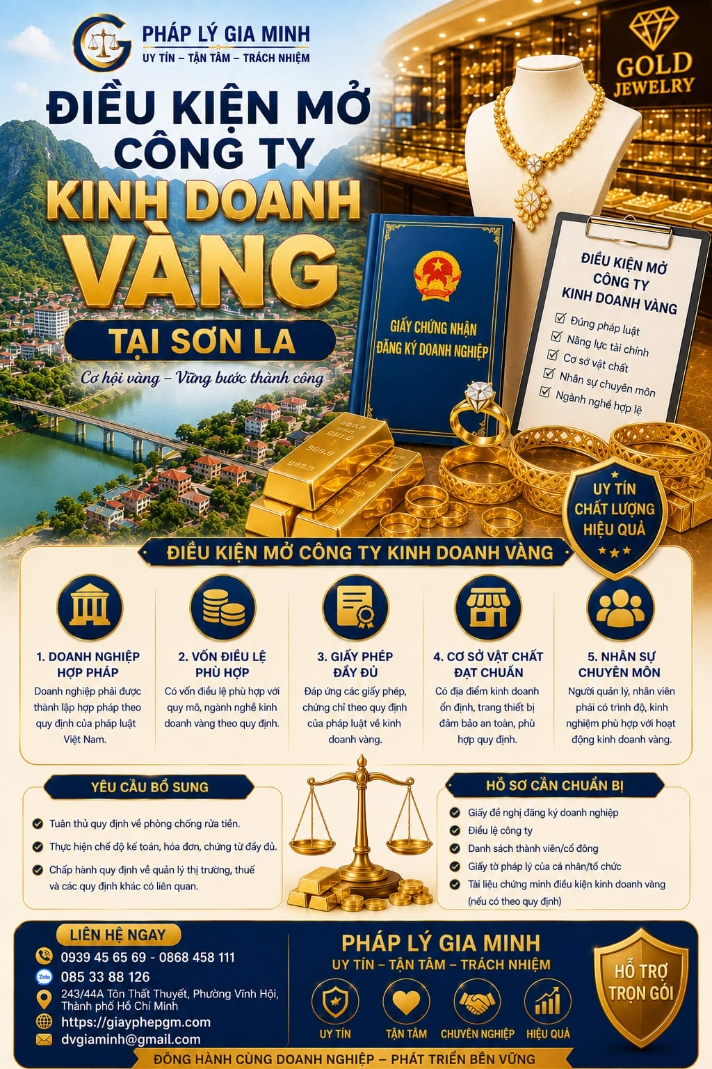 Thành lập công ty kinh doanh vàng tại Sơn La – Điều kiện, thủ tục và giải pháp tối ưu 2026 10 Điều kiện mở công ty kinh doanh vàng Sơn La