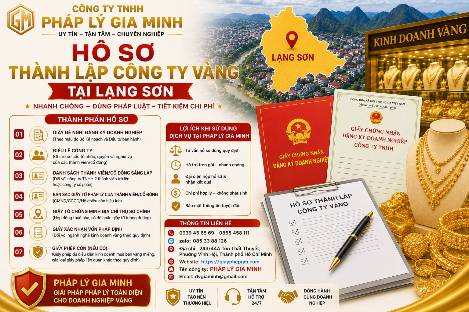 Thành lập công ty kinh doanh vàng tại Lạng Sơn – Điều kiện, thủ tục và kinh nghiệm thực tế từ chuyên gia 10 Hồ sơ thành lập công ty vàng tại Lạng Sơn