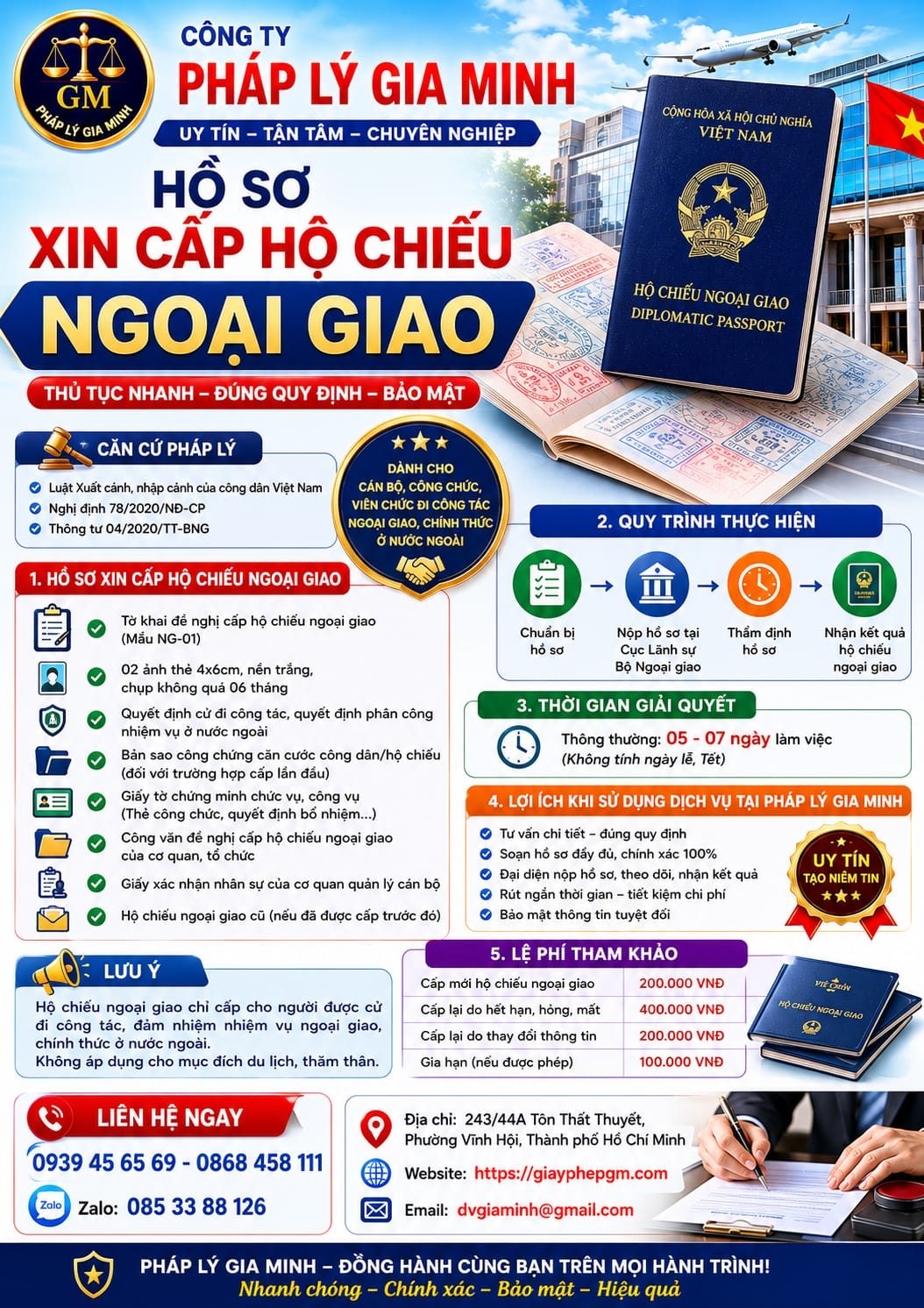 Hồ sơ xin cấp hộ chiếu ngoại giao