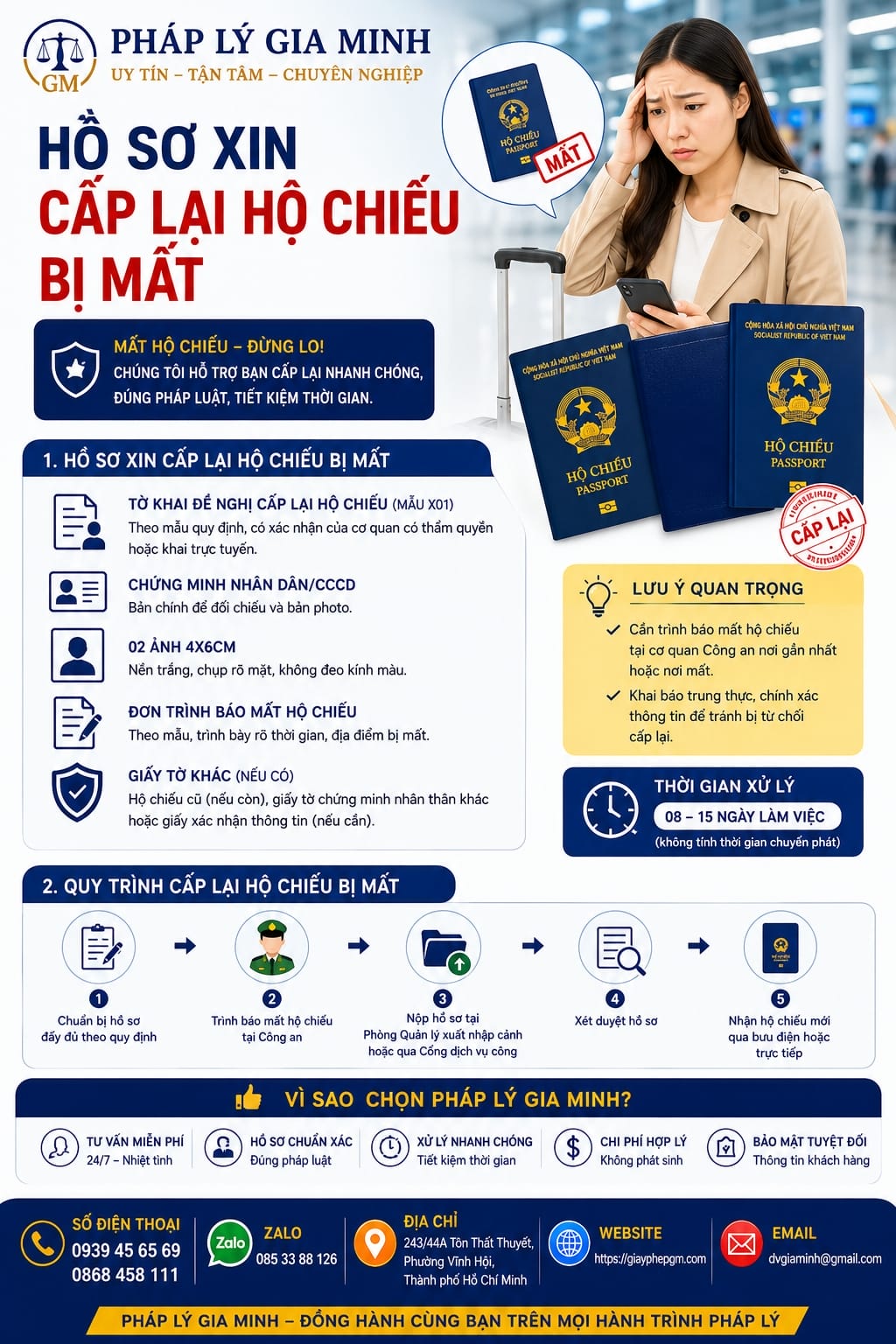 Hồ sơ xin cấp lại hộ chiếu bị mất