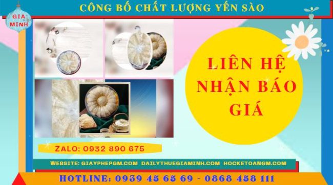Công bố chất lượng yến sào 5 Chi phí công bố chất lượng sản phẩm yến sào