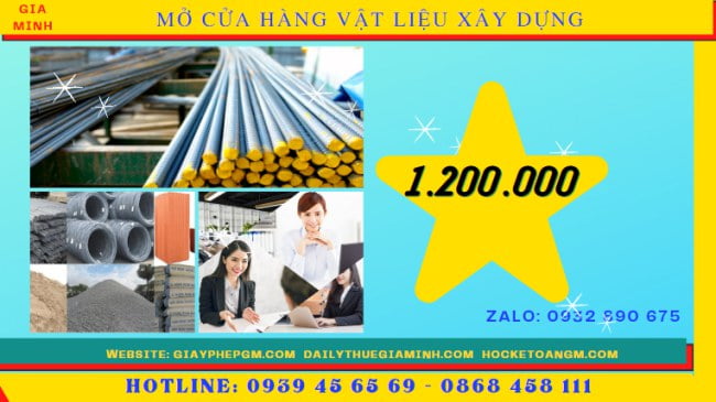 THỦ TỤC MỞ CỬA HÀNG KINH DOANH VẬT LIỆU XÂY DỰNG 9 Chi phí dịch vụ thành lập cửa hàng vật liệu xây dựng