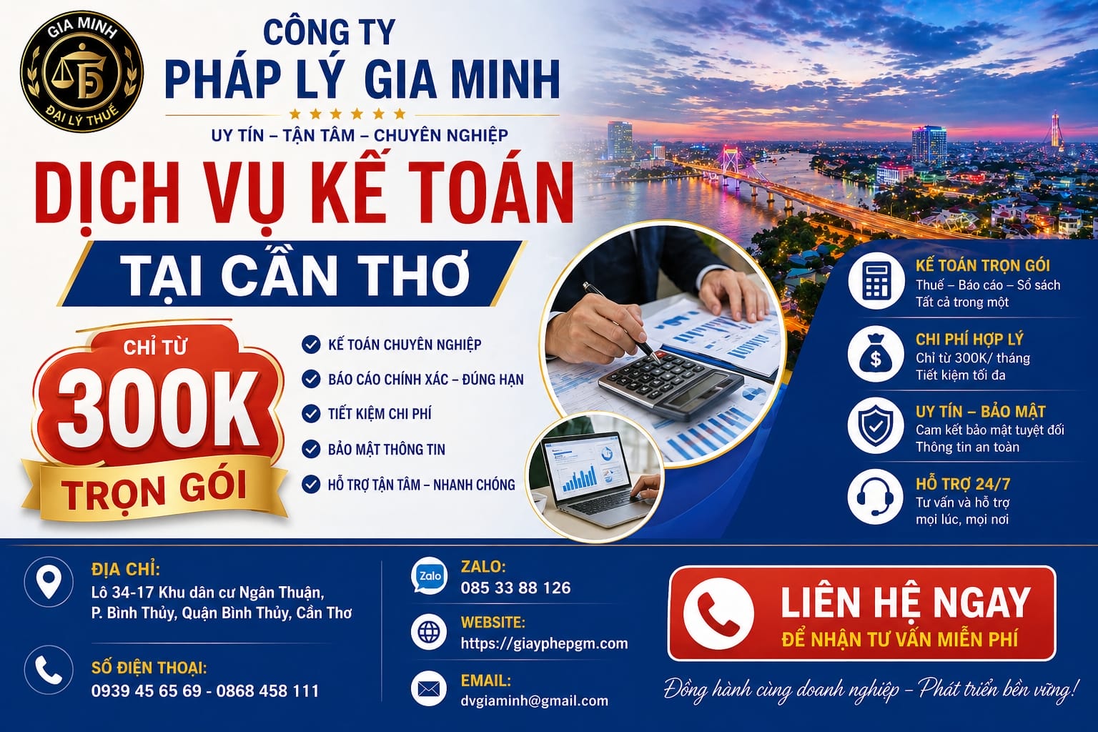 Bảng giá dịch vụ kế toán trọn gói Cần Thơ