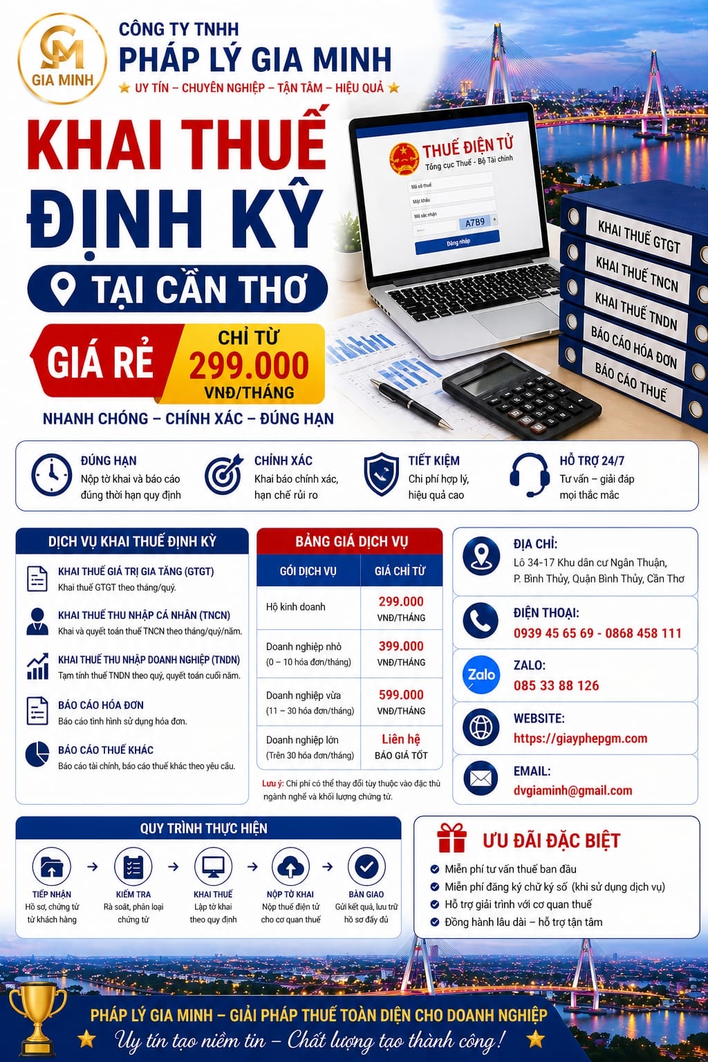 Bảng giá kế toán cho công ty mới Cần Thơ