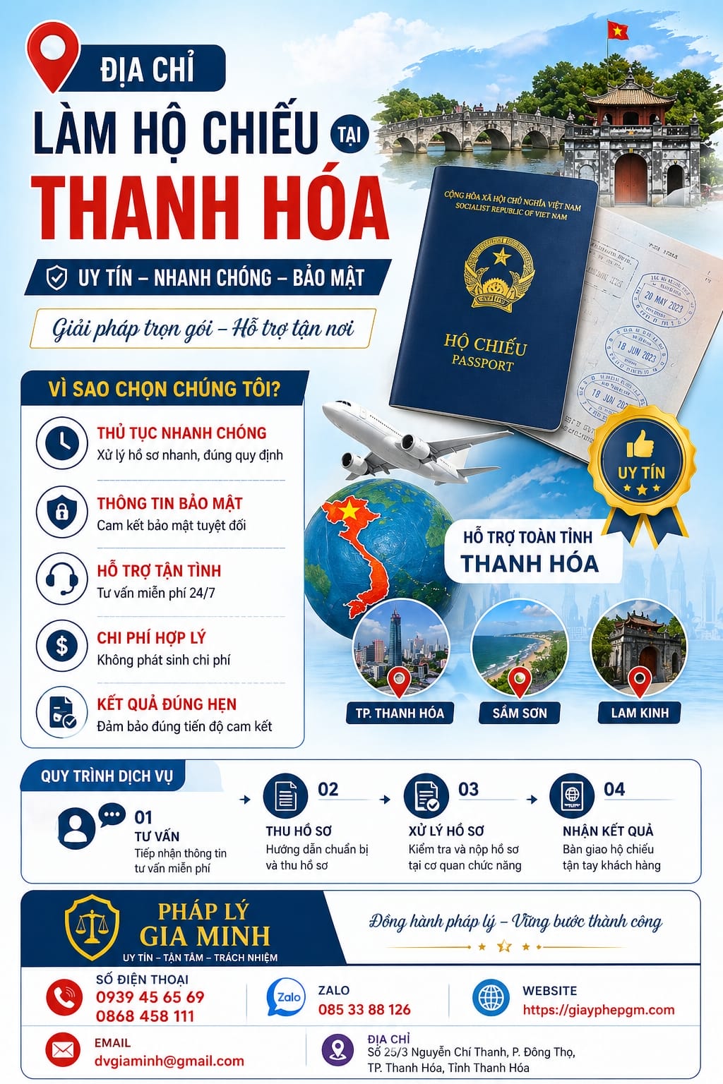 Địa điểm cấp lại hộ chiếu bị mất tại Thanh Hóa