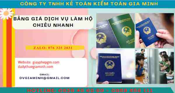 Bảng giá dịch vụ làm hộ chiếu nhanh 9 Bảng giá dịch vụ làm hộ chiếu mới nhất