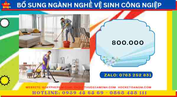 BỔ SUNG THÊM MÃ NGÀNH NGHỀ DỊCH VỤ VỆ SINH CÔNG NGHIỆP 4 Chi phí bổ sung thêm mã ngành nghề dịch vụ vệ sinh công nghiệp