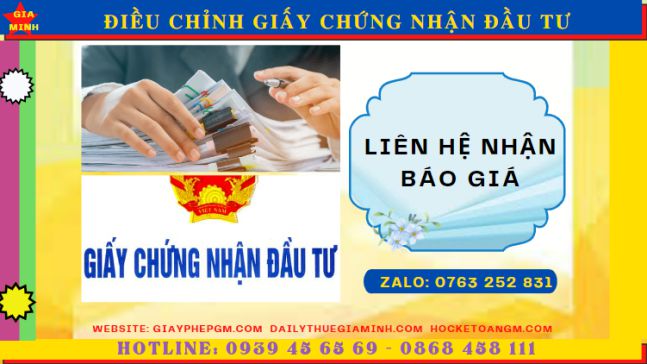 Chi phí dịch vụ điều chỉnh giấy chứng nhận đầu tư ở Bình Định