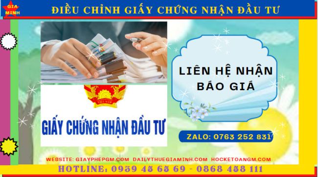 Chi phí dịch vụ điều chỉnh giấy chứng nhận đầu tư ở Bình Dương